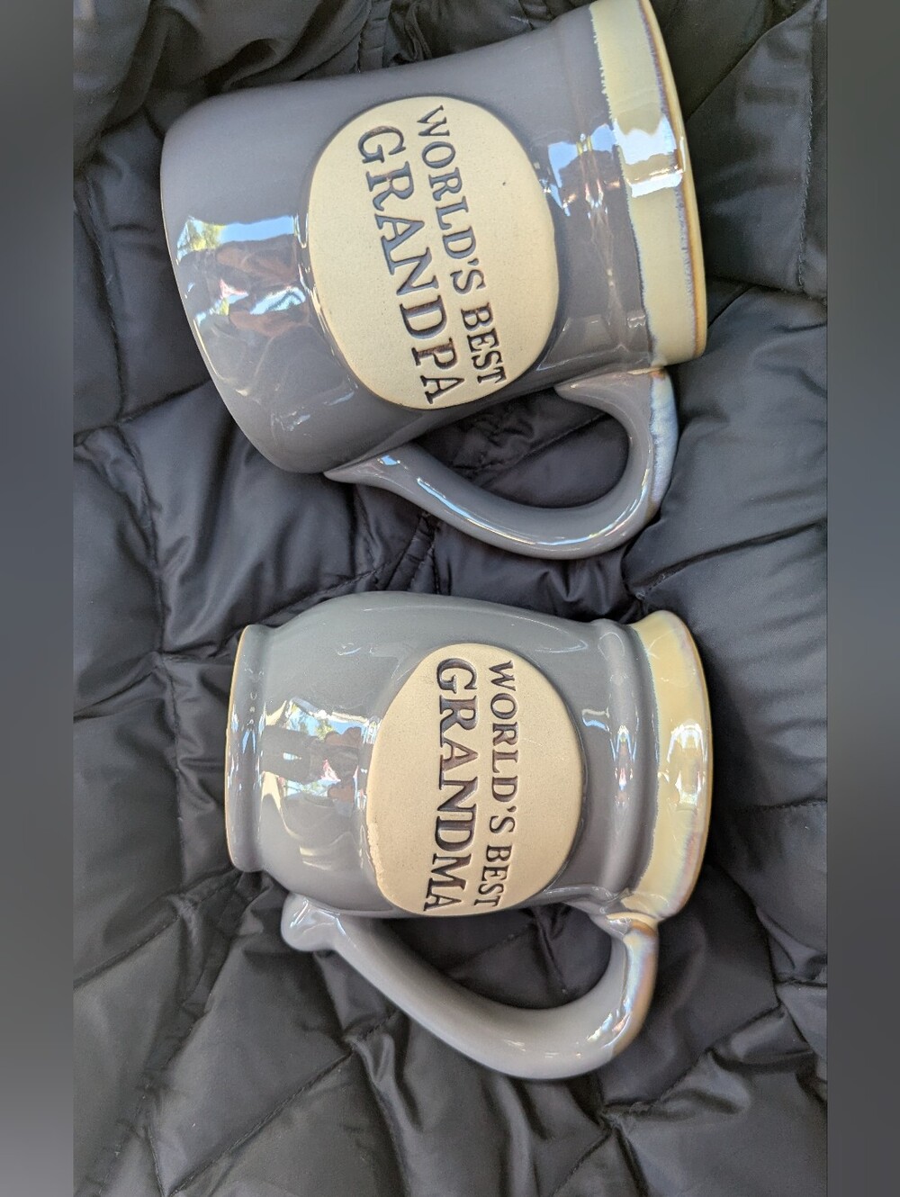 World's Best Grandma & Grandpa Gray Ceramic Mug Set